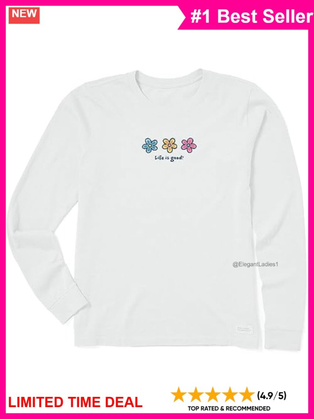 Life is Good Women's Long Sleeve Crusher Tee Graphic T-Shirt